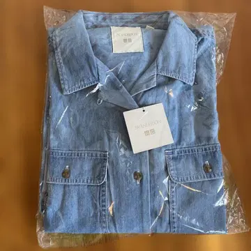 [ 미사용 새상품 ] 유니클로 JW 앤더슨 오픈 카라 데님 셔츠 원피스