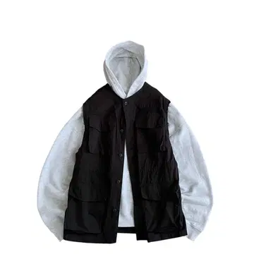 [ 새상품급 ] USED 00s 컷오프 밀리터리 코튼 베스트 프린지 BK