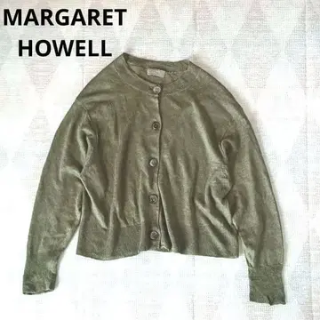새상품급 MARGARET HOWELL 린넨 가디건 카키 M 일본제