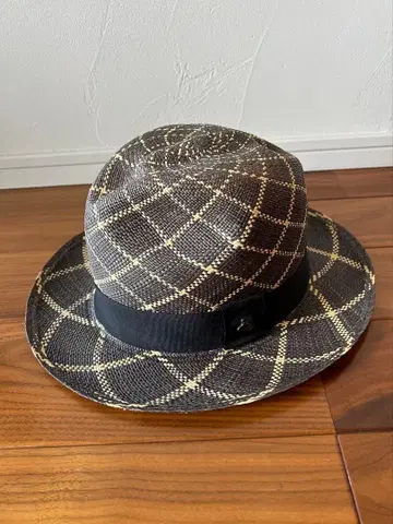 Ecua-Andino제 파나마햇 체크 무늬 스트로우햇