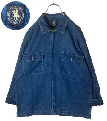 레트로 구제 의류 라이트 인디고 블루 컬러 집업 리메이크 데님 자켓