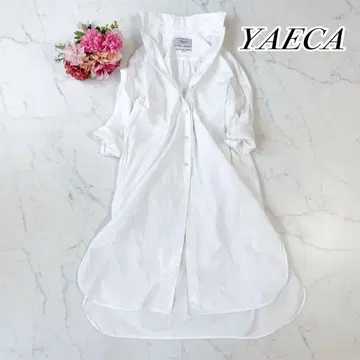 새상품급 야에카 롱 기장 셔츠 원피스 화이트 봄/여름 라미 소재 혼방