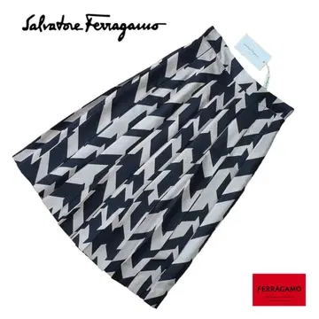 S. Ferragamo 로고 포함 플리츠 스커트 38 미사용 페라가모