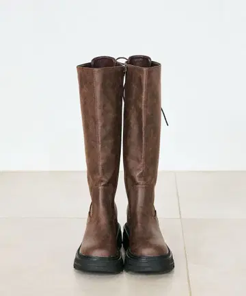 OLIVE des OLIVE 백 레이스업 롱 부츠 브라운