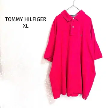 타미힐피거/피케 셔츠/원포인트 로고 자수 오버 사이즈 캐주얼