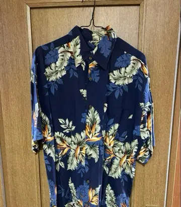 nautica 90's 하와이안 셔츠 네이비 보태니컬 플라워 반팔