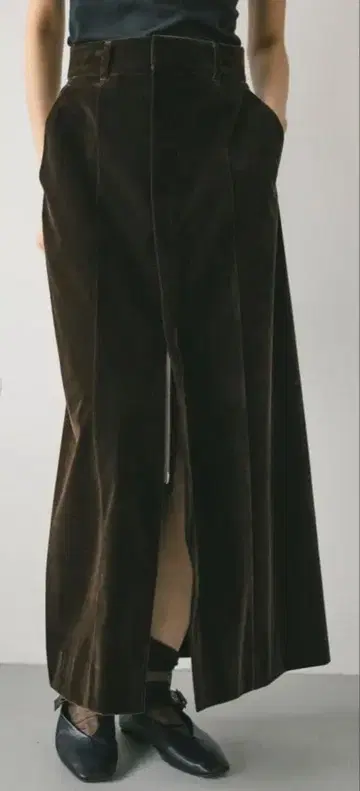 stylemixer 벨로아 지퍼 스트레이트 스커트 브라운