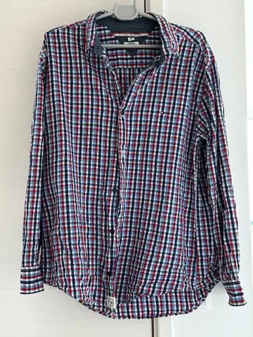 TOMMY HILFIGER 체크 무늬 긴팔 셔츠 XL