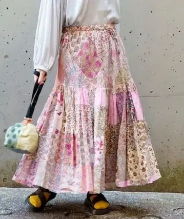 택 포함 아즈 노우 아즈 패턴 메차믹스 개더 스커트 핑크 19580엔