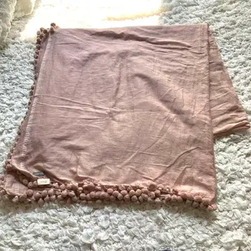 matta 마타 대형 스톨 실크 코튼 핑크 프린지 풍성