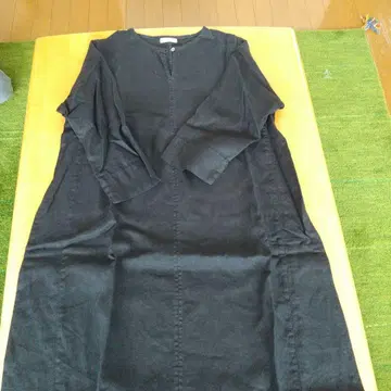 fog linen work 다크 네이비 셔츠 원피스 긴팔