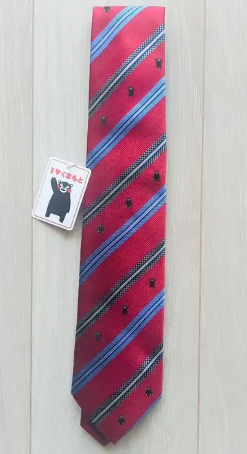 쿠마몬 빨간색 스트라이프 넥타이