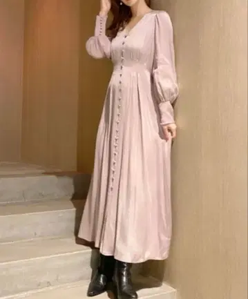 프레이 아이디 새틴 턱 원피스