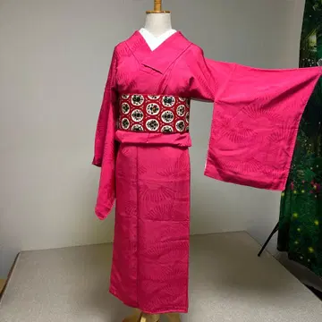 [ 익명 배송 ] 앤티크 기모노 순수 실크 류 문양 핑크 마젠타