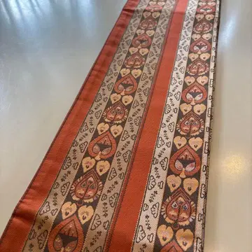 반폭 오비 순수 실크 니시진 비단 코부쿠로 오비 오렌지 계열