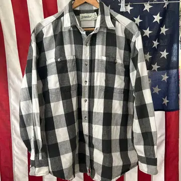 90s 세인트 존스 베이 XL 블록 체크 패턴 플란넬 셔츠