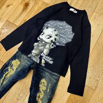 베티 붑 롱T 라메 파마 타투 반짝반짝 M