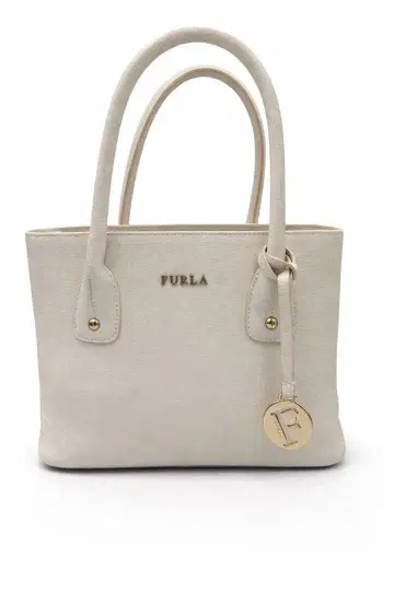FURLA 핸드백 가죽 아이보리 골드 금장 장식 토트백