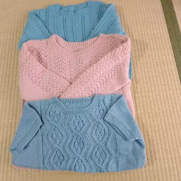 핸드메이드 어머니의 손뜨개질 스웨터 3점