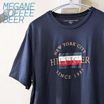 타미힐피거 로고 자수 구제 T셔츠 네이비 TOMMYHILFIGER