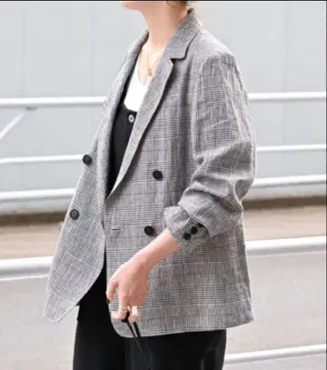 B.C STOCK 프렌치 린넨 테일러드 자켓 그레이