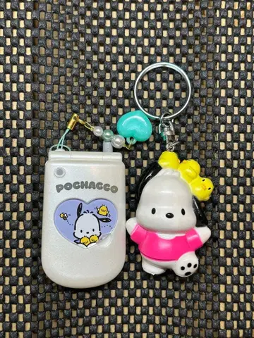 [ 초레어 레트로 ] SANRIO 포차코 키링 폴더폰 휴대폰