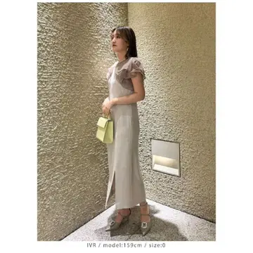 프레이 아이디 프릴 슬리브 콤비 드레스