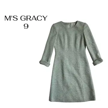 M'S GRACY 트위드 원피스 무릎 기장 민트 그린 화이트 봄