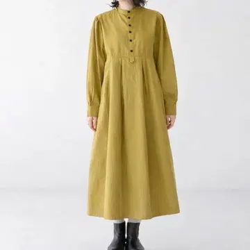 새상품급 그랑마마마도터 퍼프 슬리브 비브 요크 원피스 머스타드 최근