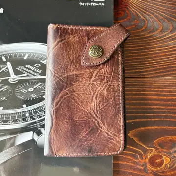 A23 아르헨티나 가죽 워시드 가죽 천연 가죽 미들 반 접는 지갑 브라운