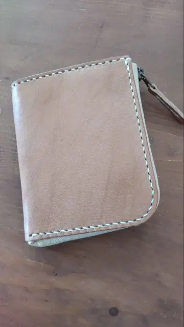 L자 지퍼 지갑 도치기 새들 레더 가죽 공예 전체 손바느질 56