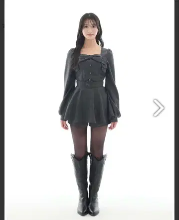 bubbles 리본 페플럼 셋업 블랙