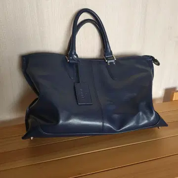 GUIONNET 천연 가죽 네이비 토트백