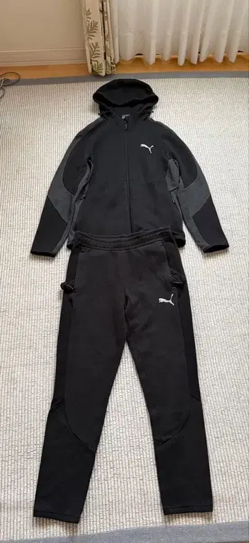 [ 새상품급 ] PUMA 풀 집업 저지 세트 블랙