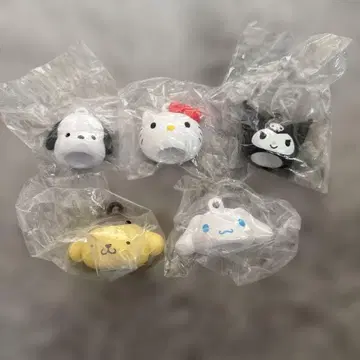 산리오 가챠 립캡 5종 세트 헬로키티 폼폼푸딩