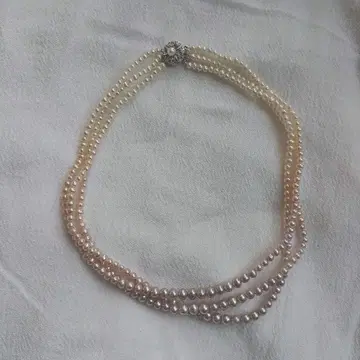 진주 3연 목걸이 Silver