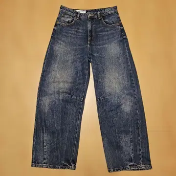 ZARA TRF 배기 벌룬 미드 라이즈 청바지 네이비 블루