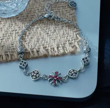 실버 925 크로스 플라워 팔찌