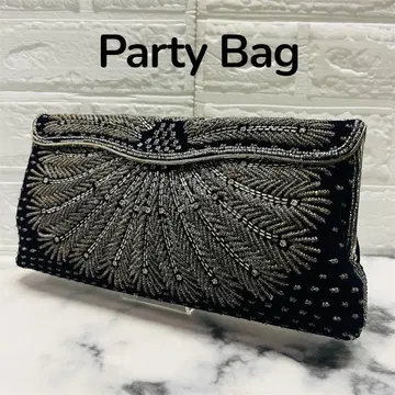 [ Vintage ] 파티 백 클러치 일본 의류 비즈 네이비 실버