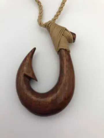 하와이 한정판 하와이안 주얼리 피쉬 후크 목걸이 코어 우드