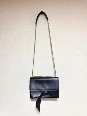 repetto(레페토) 리본 포함 블랙 숄더백