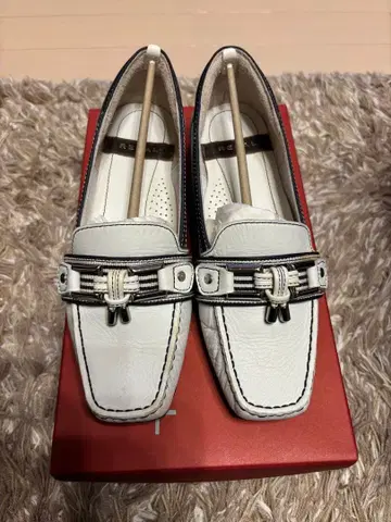 REGAL 가죽 신발 로퍼 화이트&블루 22cm 여성용