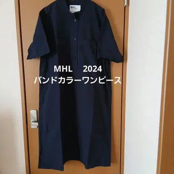 MHL 마가렛호웰 밴드 카라 셔츠 원피스 반팔