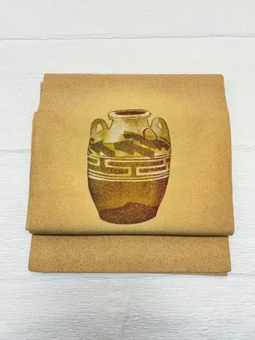 나고야 오비 평제작 겨자색 항아리 무늬 s2603297