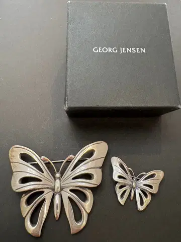 GEORG JENSEN 버터플라이 브로치 대소 세트