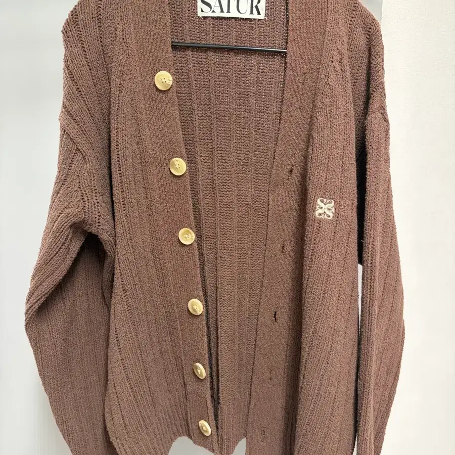 Satur Faro Oversized Boucle Cardigan Heritage Brown on Bunjang