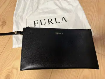 FURLA 블랙 가죽 파우치 카드 여권 수납