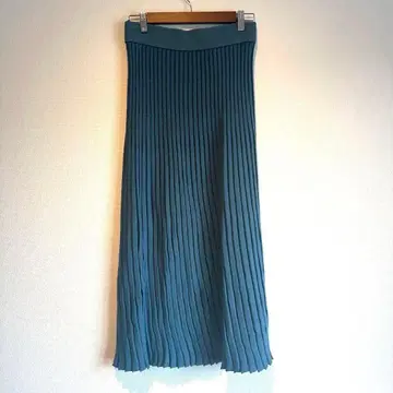 WRAPINKNOT 플리츠 니트 스커트 롱 블루