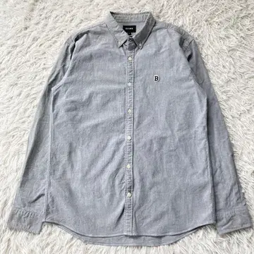 빔즈 긴팔 셔츠 버튼 다운 L 사이즈 자수 블루 구제 의류 1233