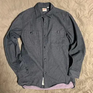 새상품급 HOUSTON 코튼 데님 셔츠 사이즈 L 다크 네이비 커버올
